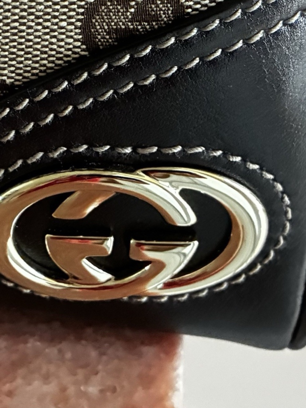 Gucci Britt Boston Bag GG Monogram Canvas Brown Leather & Dust Bag -Like New - Picture 10 of 16